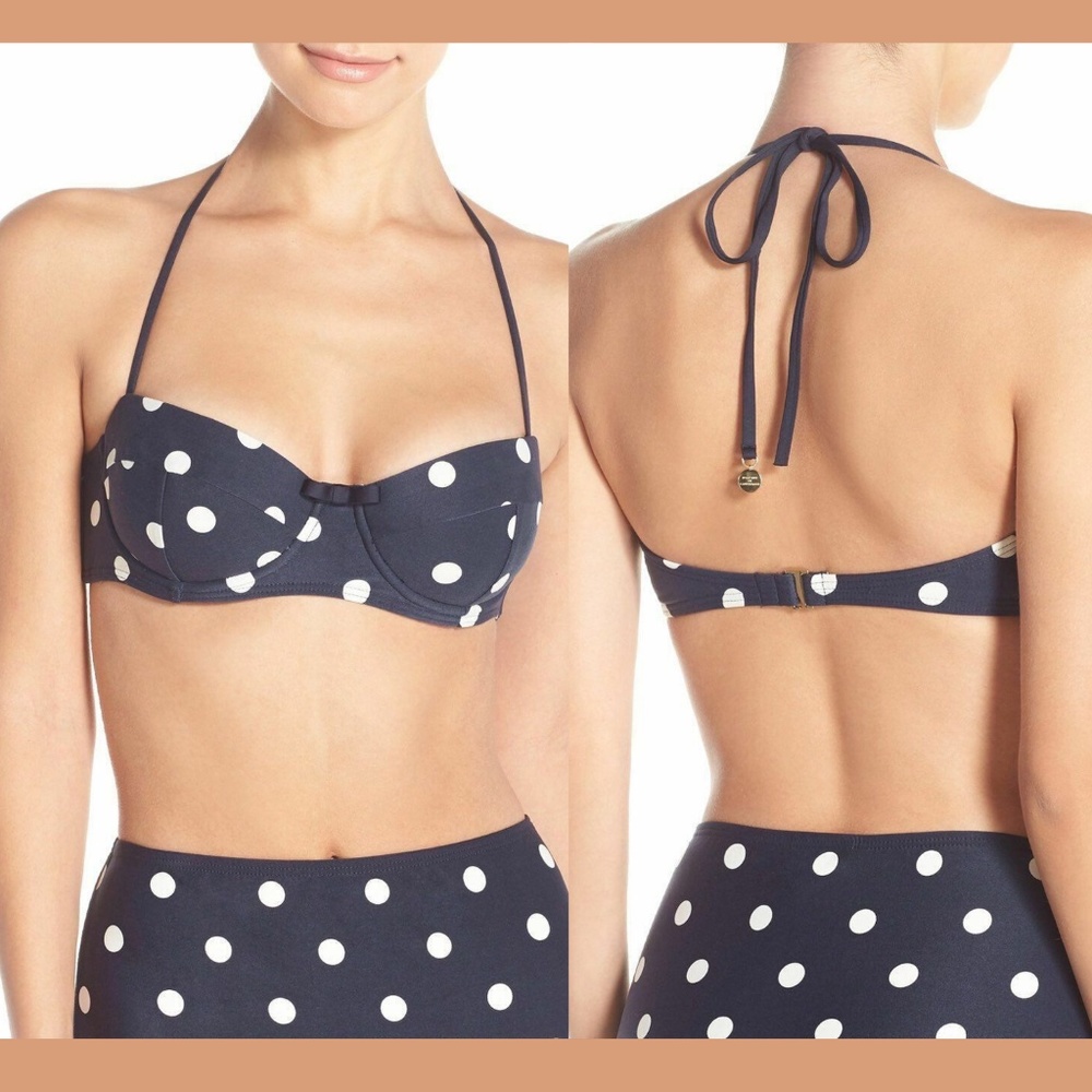 NWT Kate‎ Spade polka dot underwire bikini top SZ M